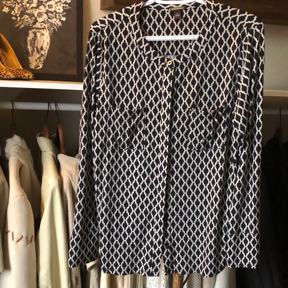 Dana Buchman Black and White Patterned Women's Top